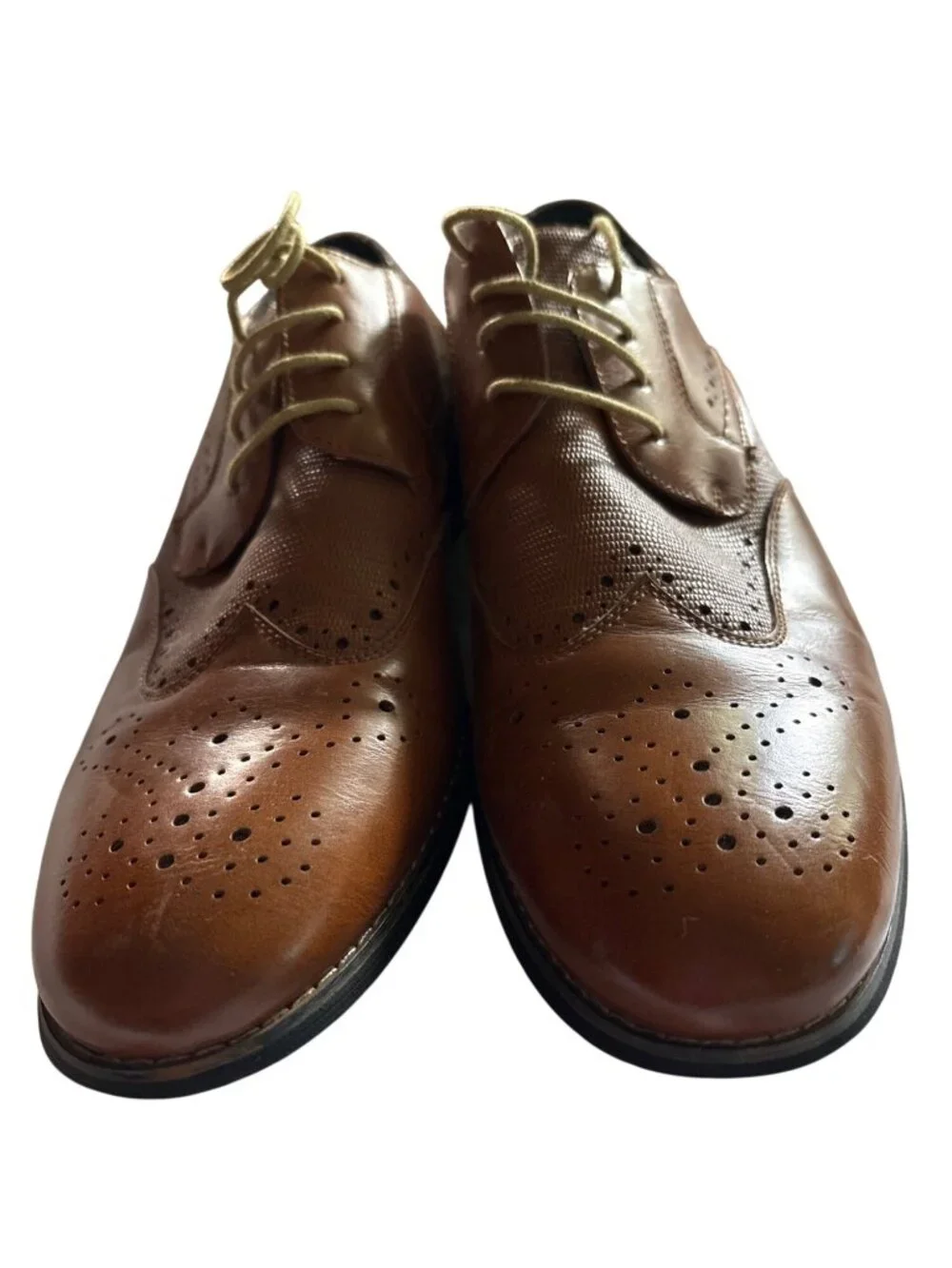 Bruno Marc Brown Leather Oxford Dress Shoes Brogue Size 12 Mens Formal Lace-Up